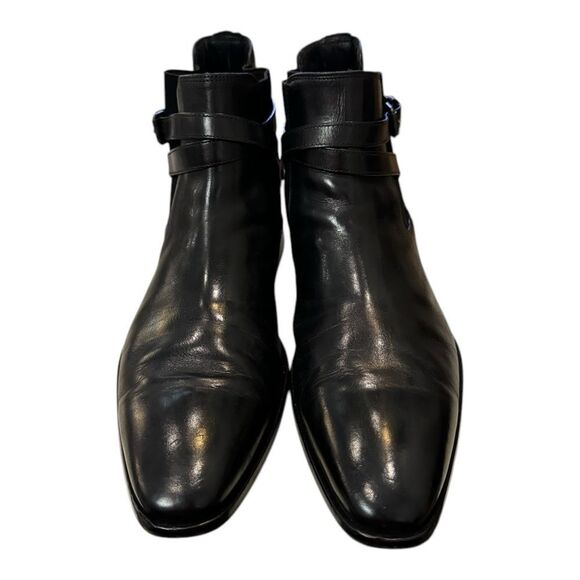 Hugo Boss Men\'s Black Leather Slip-on Motorcycle Boots 8